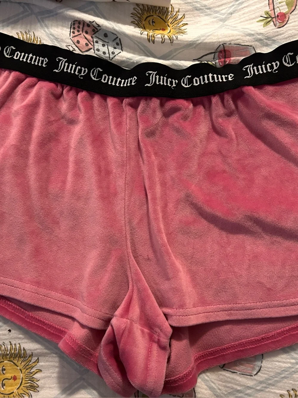 Juicy Couture Pink Velour Lounge Shorts with Branded Waistband